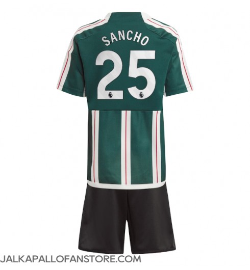 Manchester United Jadon Sancho #25 Vieraspaita Lasten 2023-24 Lyhythihainen (+ shortsit)
